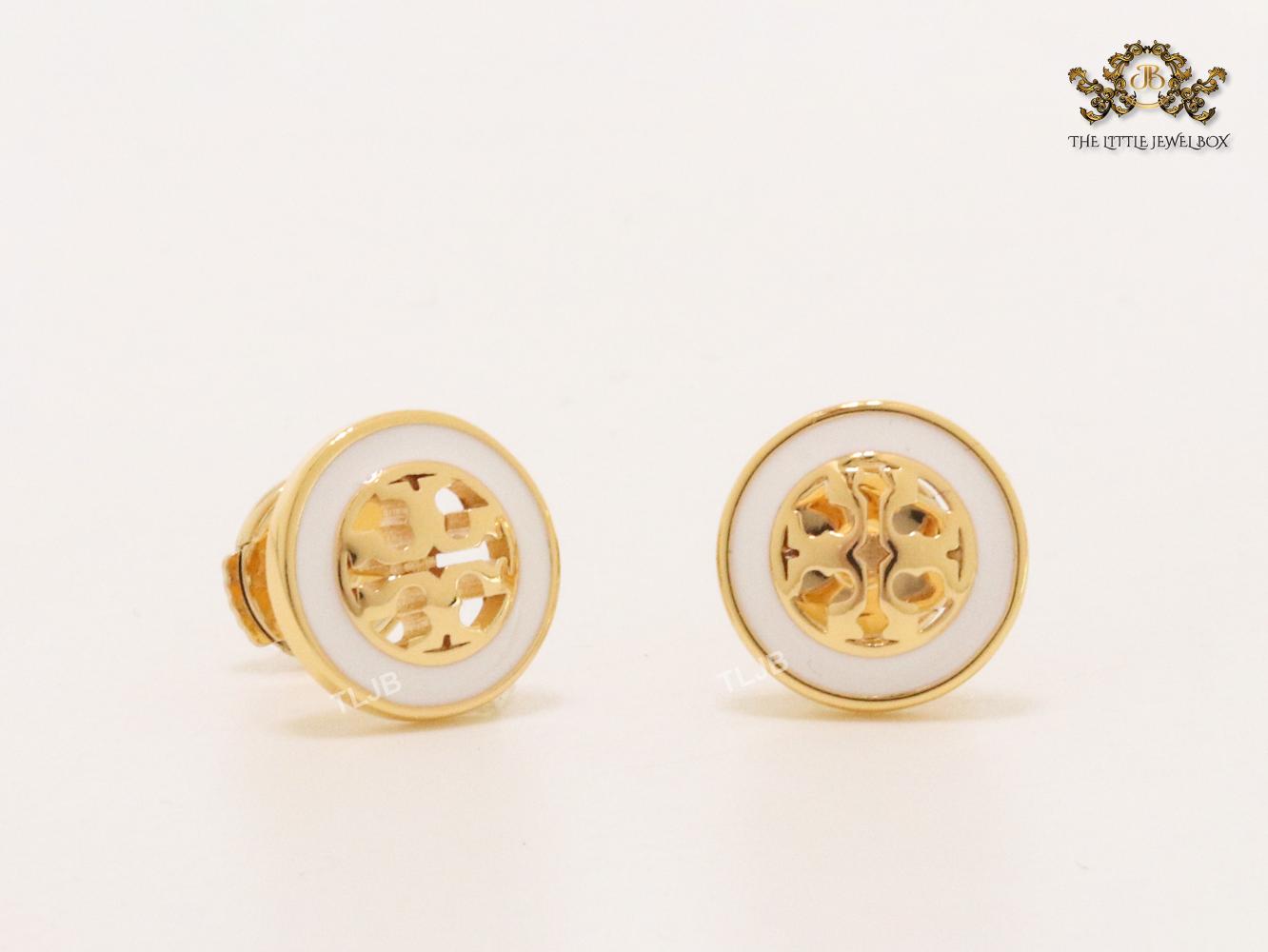Alphabet T white enamel studs