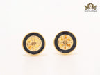Alphabet T black enamel studs