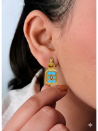 Turquoise Double C Drop Earrings