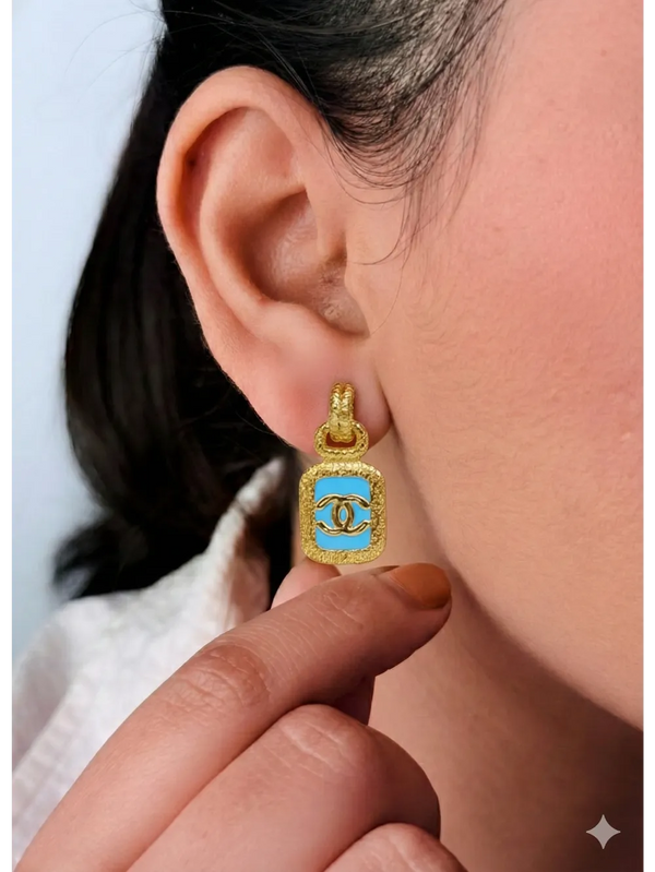 Turquoise Double C Drop Earrings