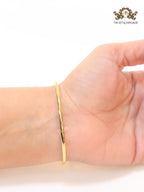 Alphabet T Half MOP and CZ gold sleek bracelet