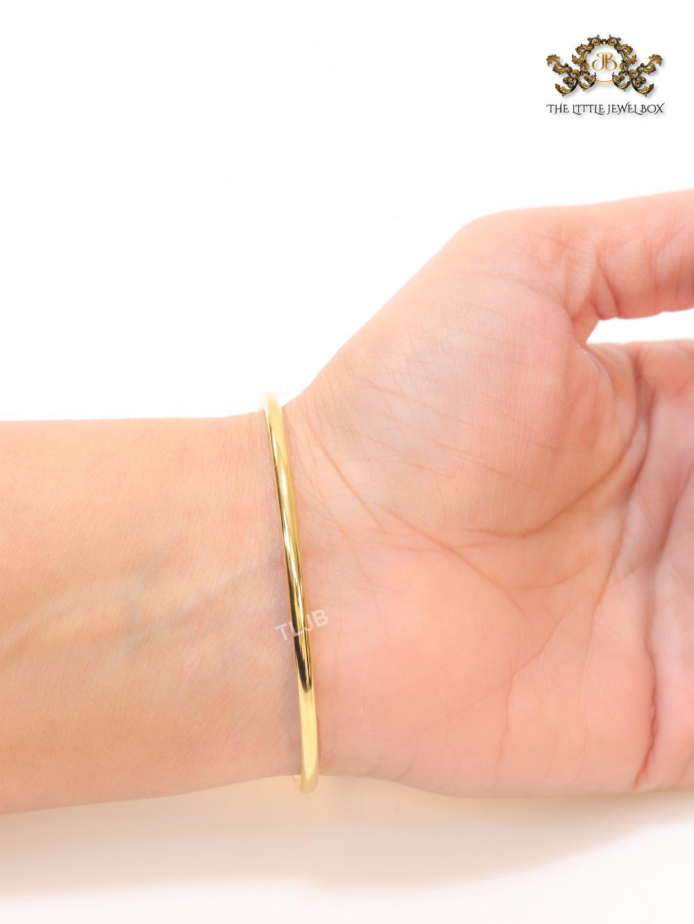 Alphabet T Half MOP and CZ gold sleek bracelet