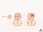 Transparent pink pearl bomber earrings with alphabets