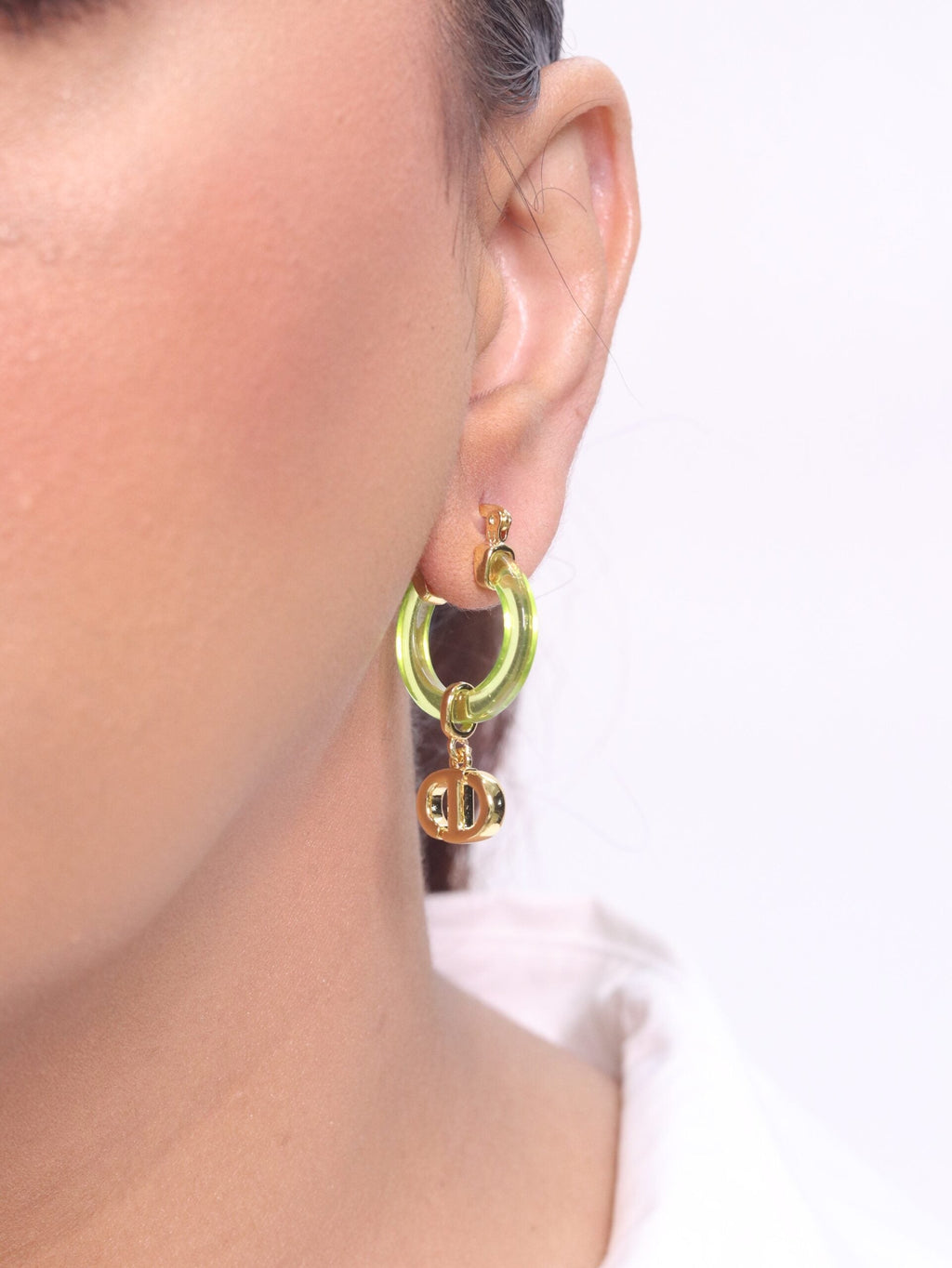 CD Hoops in Green wih Gold