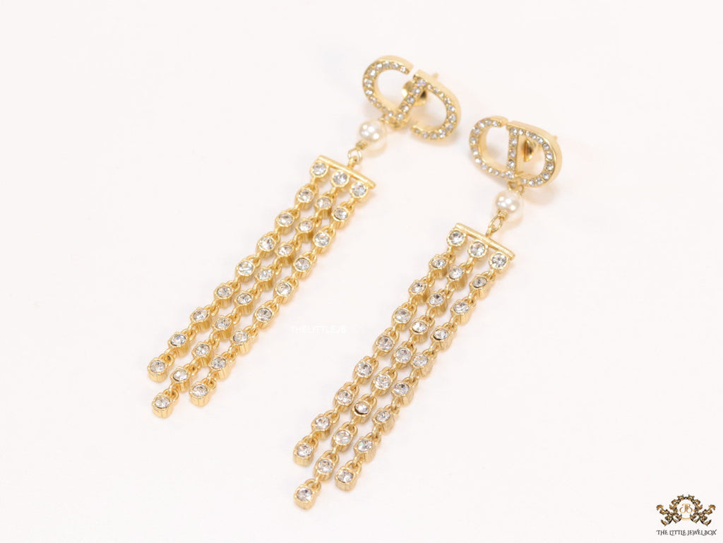 Golden alphabet dangles with long cz tassels
