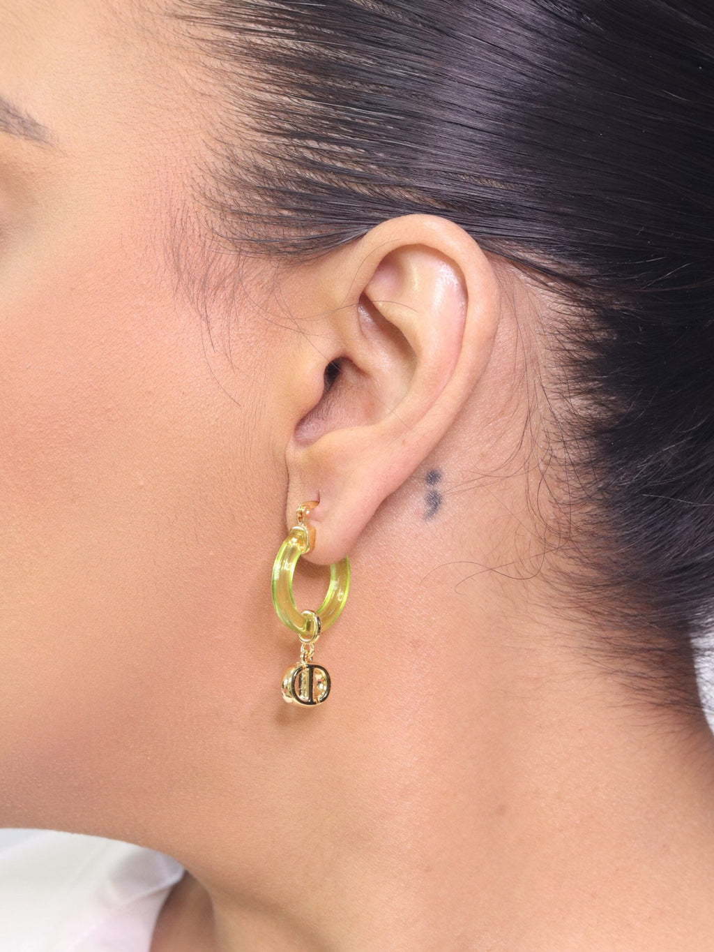 CD Hoops in Green wih Gold