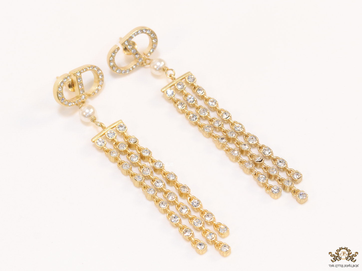 Golden alphabet dangles with long cz tassels