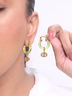 CD Hoops in Green wih Gold