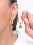 CD Hoops in Green wih Gold