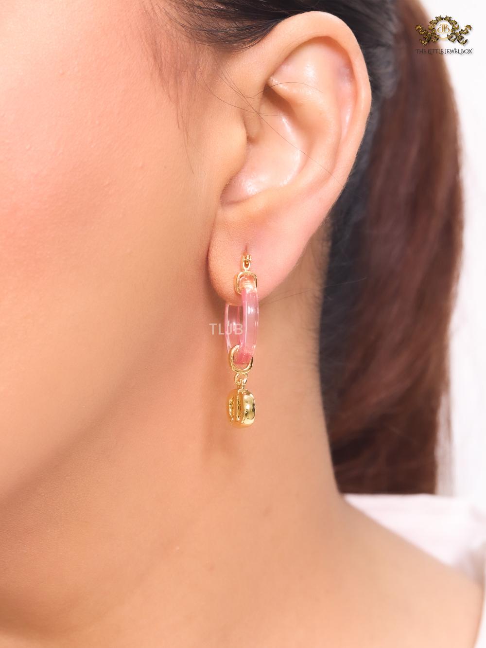 CD Hoops in Pink wih Gold