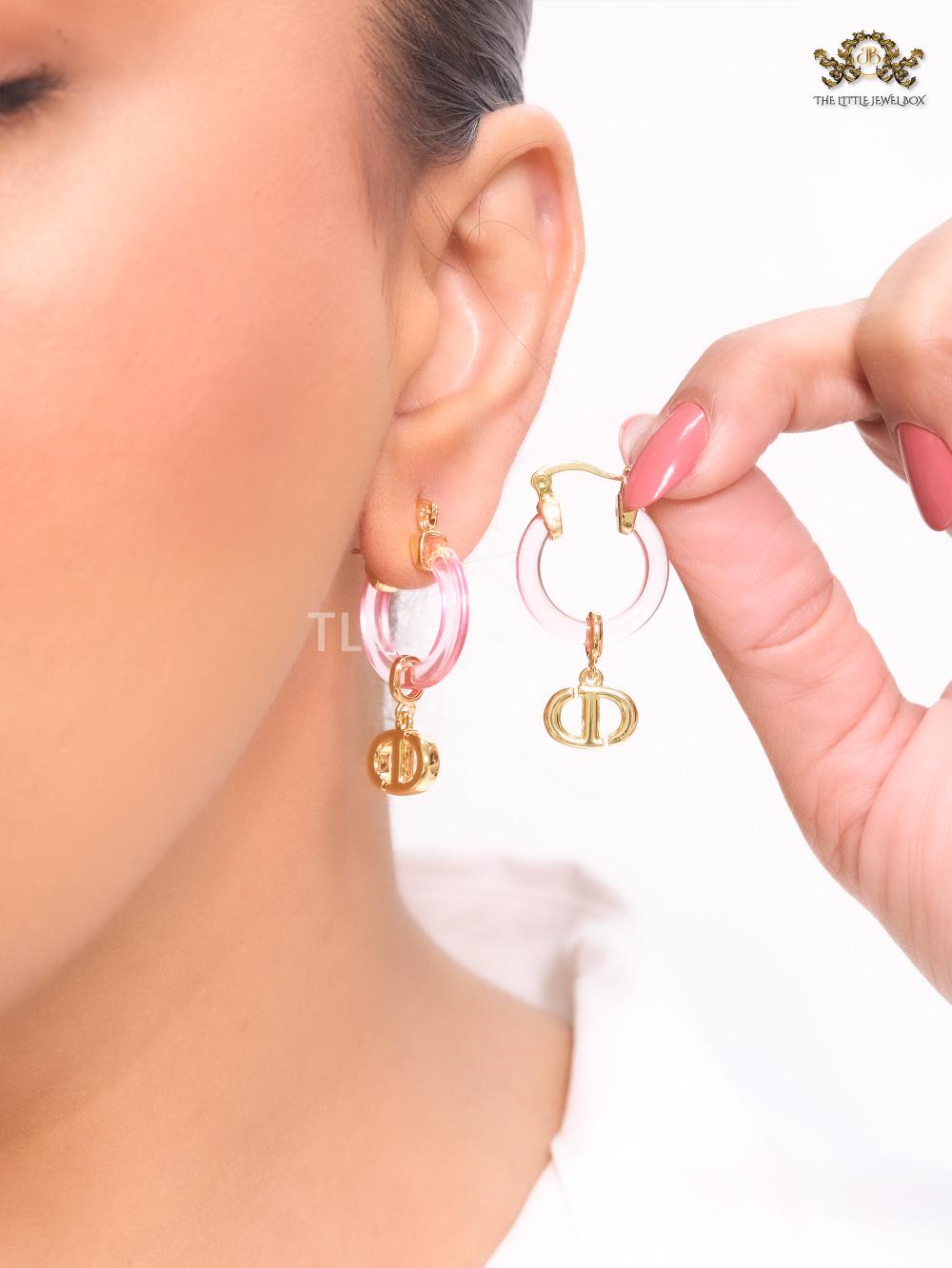 CD Hoops in Pink wih Gold