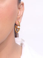 Open V Oval Hoops in Gold 32 mm