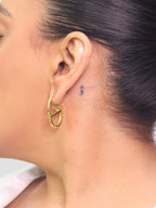 Open V Oval Hoops in Gold 32 mm