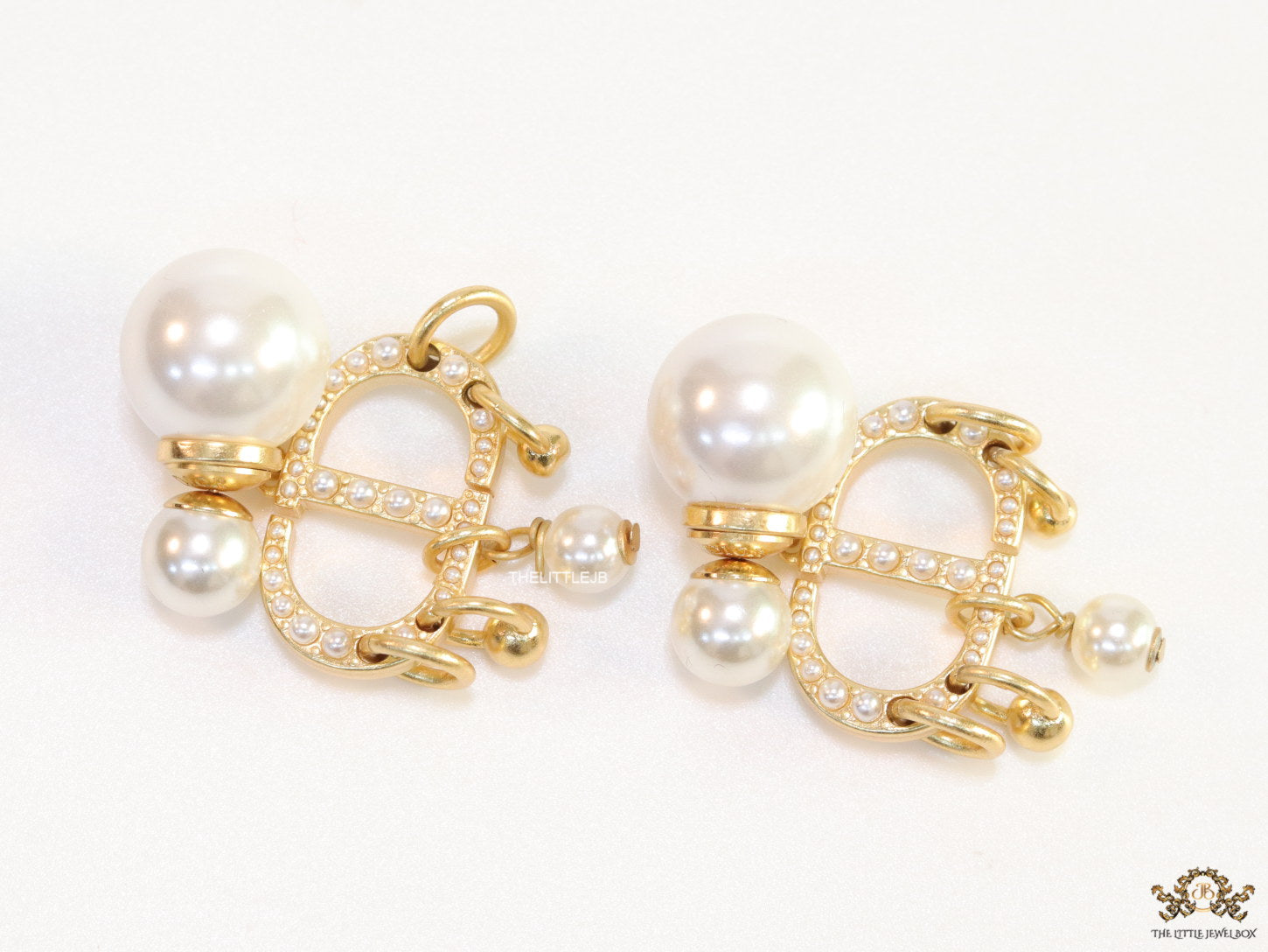 Pearl bomber studs with charm studded cz alphabets