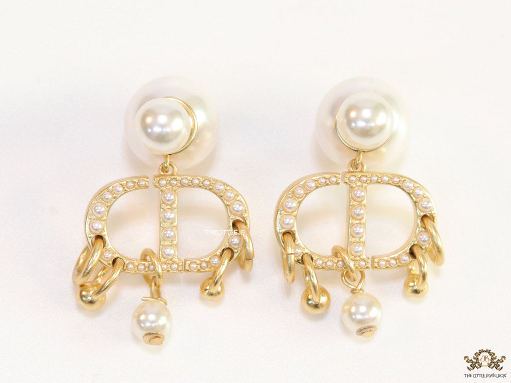 Pearl bomber studs with charm studded cz alphabets