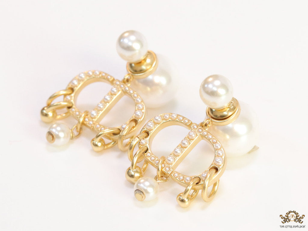 Pearl bomber studs with charm studded cz alphabets