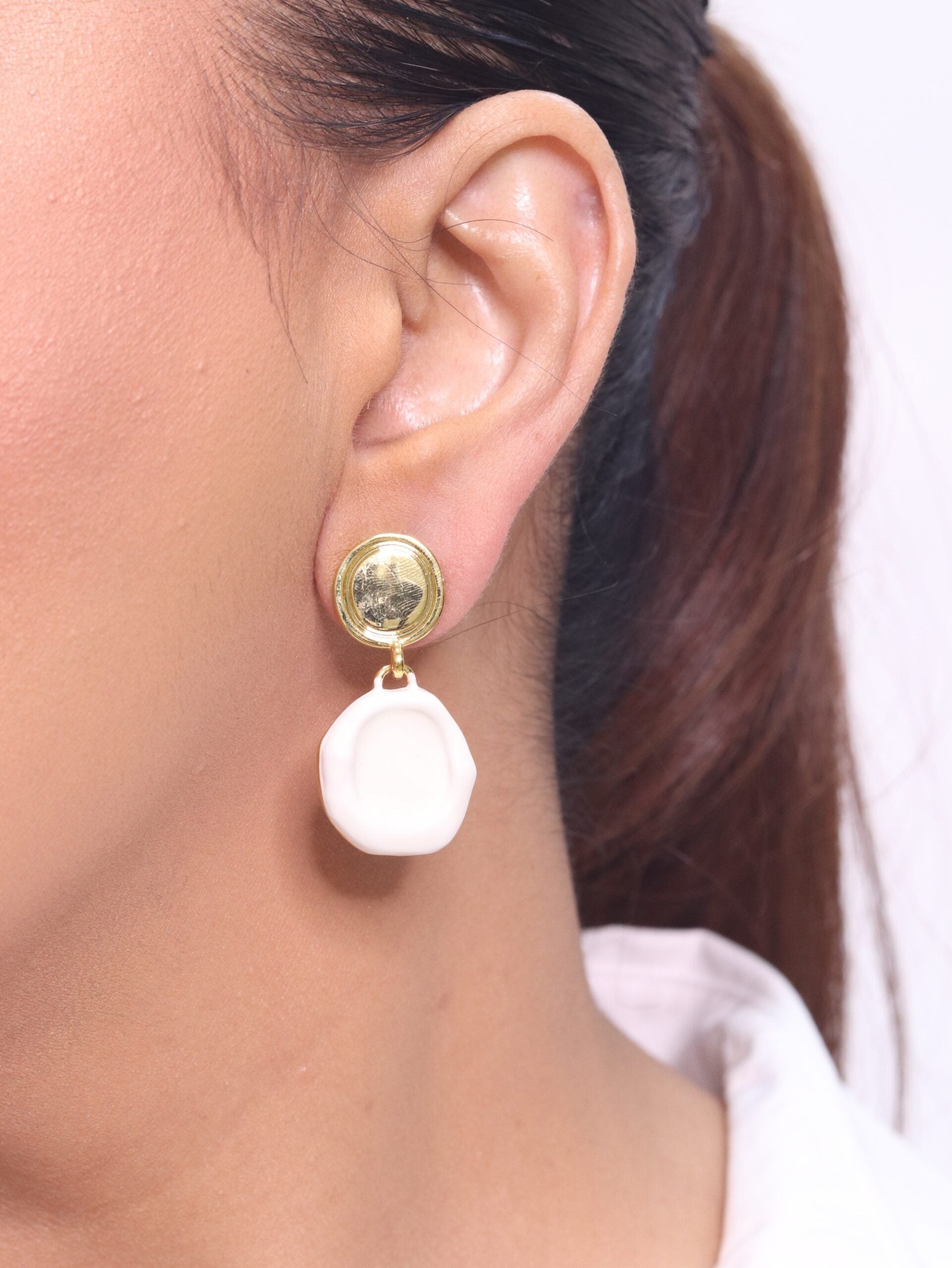 Alphabet BV Gold & White Danglers