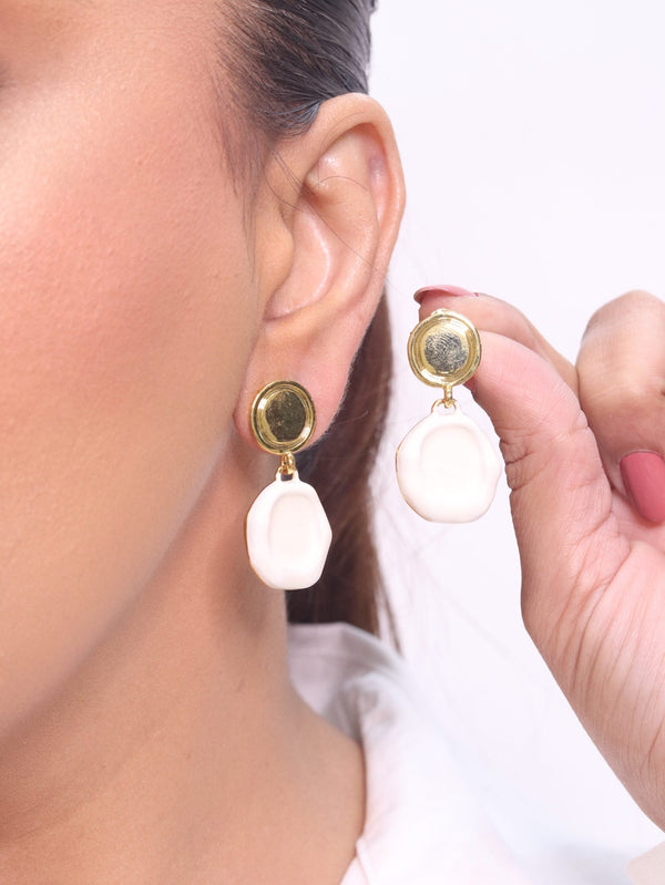 Alphabet BV Gold & White Danglers