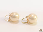 16mm champagne pearl earrings with golden loop