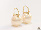 16mm champagne pearl earrings with golden loop