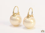 16mm champagne pearl earrings with golden loop