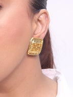 Alphabet G Embossed Statment Studs Gold Clip On