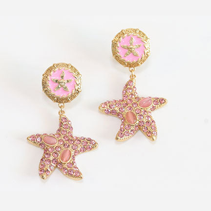 Pink gold star dangles