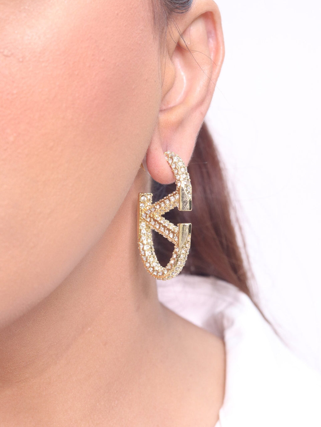 V Oval Hoops in Cz 45 mm