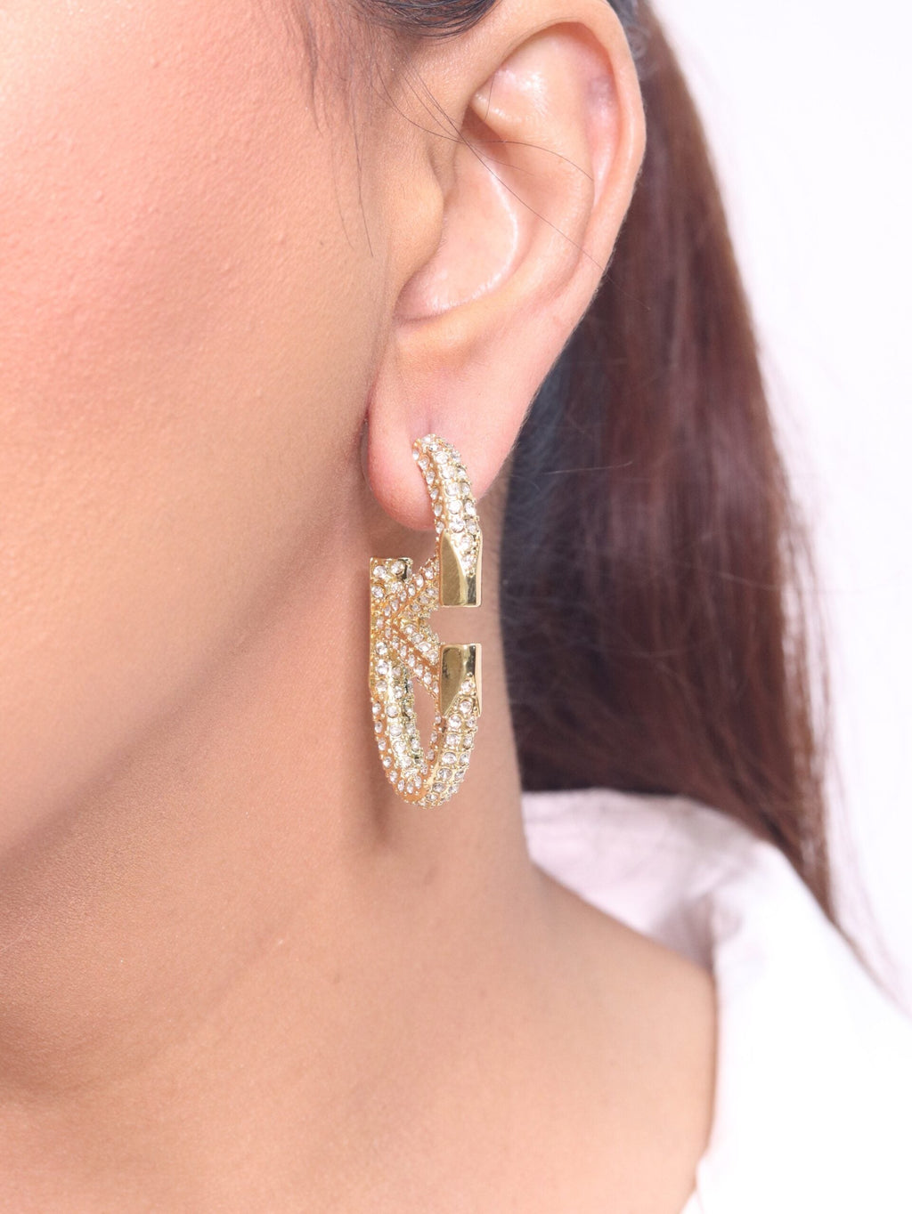 V Oval Hoops in Cz 45 mm