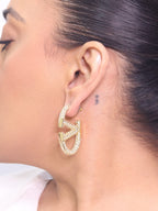 V Oval Hoops in Cz 45 mm