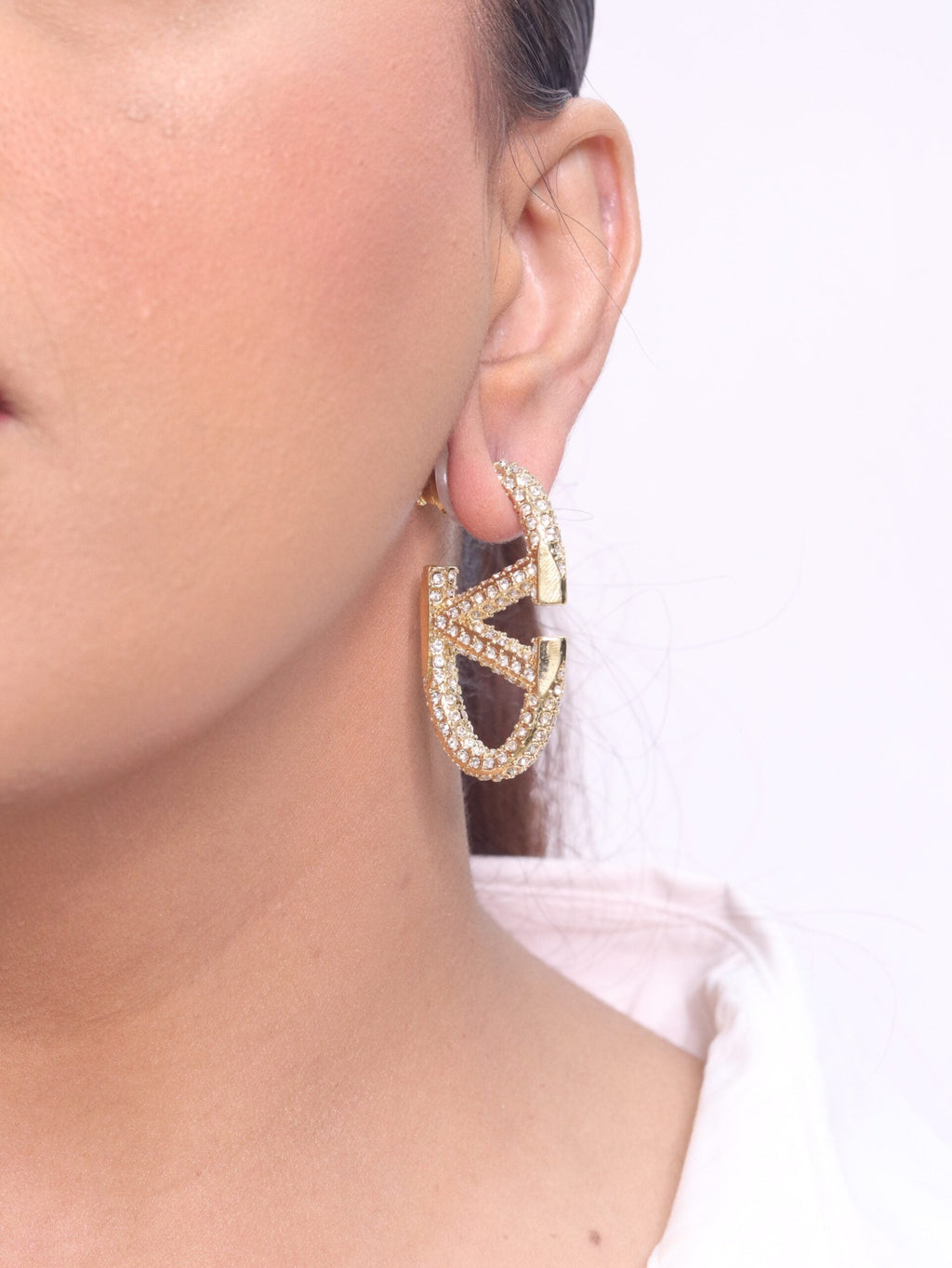 V Oval Hoops in Cz 45 mm