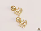 Golden alphabet drop earrings with golden pearl tops