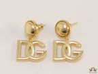 Golden alphabet drop earrings with golden pearl tops