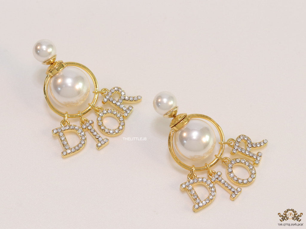 Cz alphabet drop pearl bomber studs