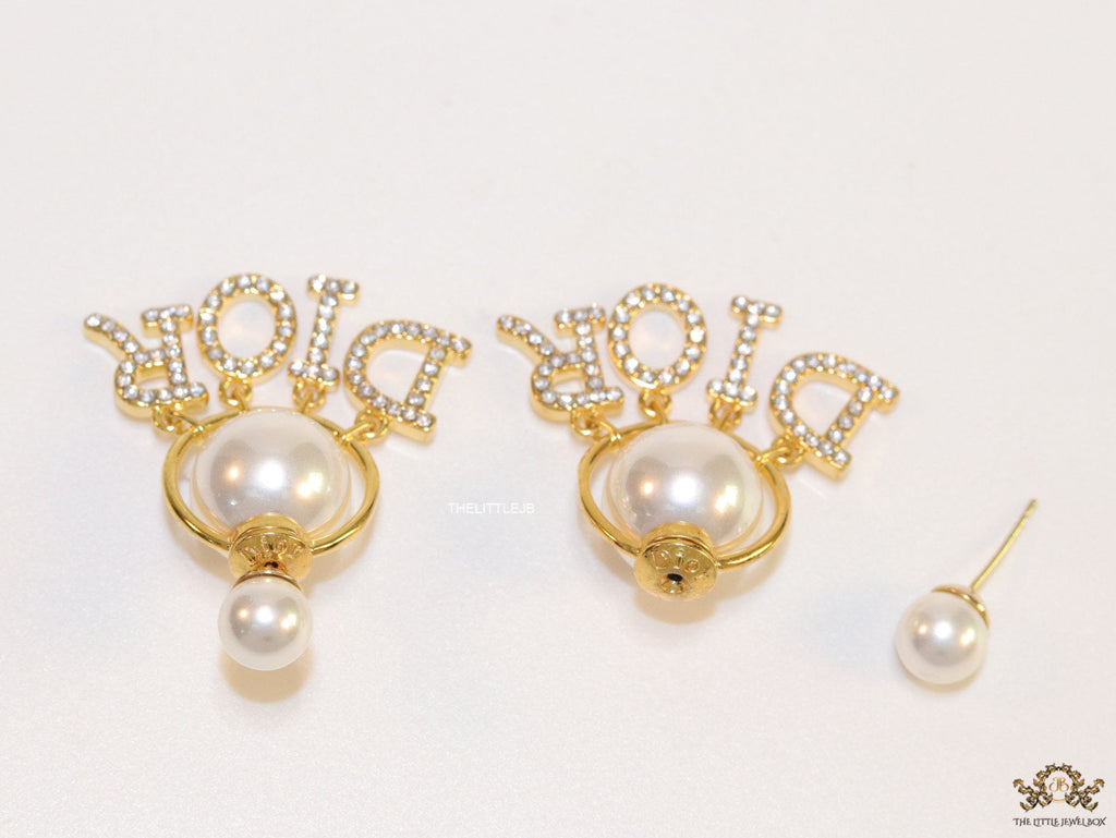 Cz alphabet drop pearl bomber studs