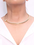 Alphabet T and Co Double line stiff Choker in gold