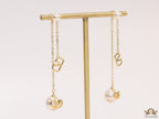 Gold plated long chain alphabet dangles with pearl