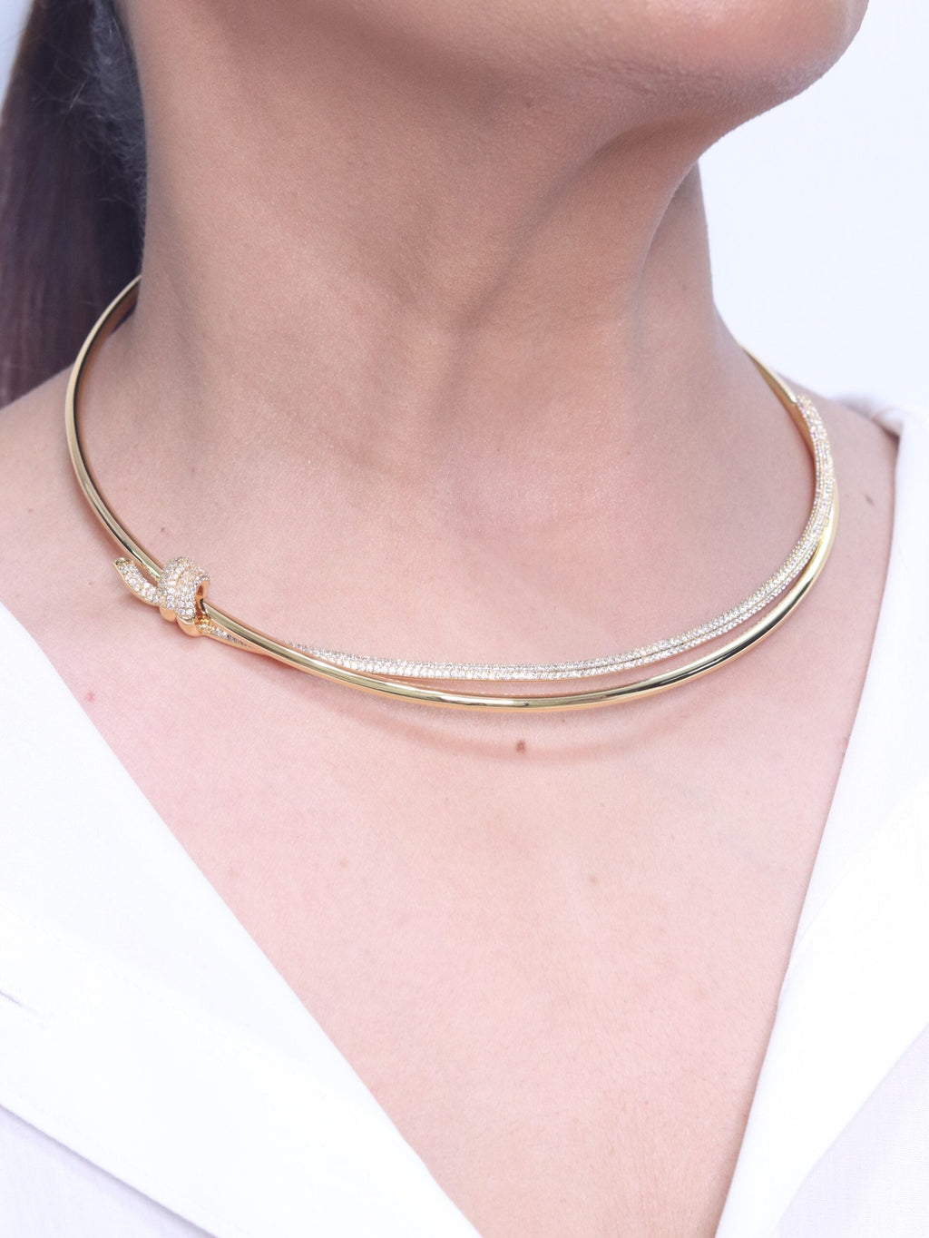 Alphabet T and Co Double line stiff Choker in gold
