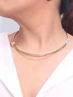 Alphabet T and Co Double line stiff Choker in gold