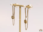 Gold plated Long chain alphabet dangles with pearl bombers