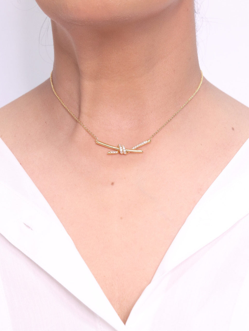 Alphabet T and CO Knot Neck Chain in Gold