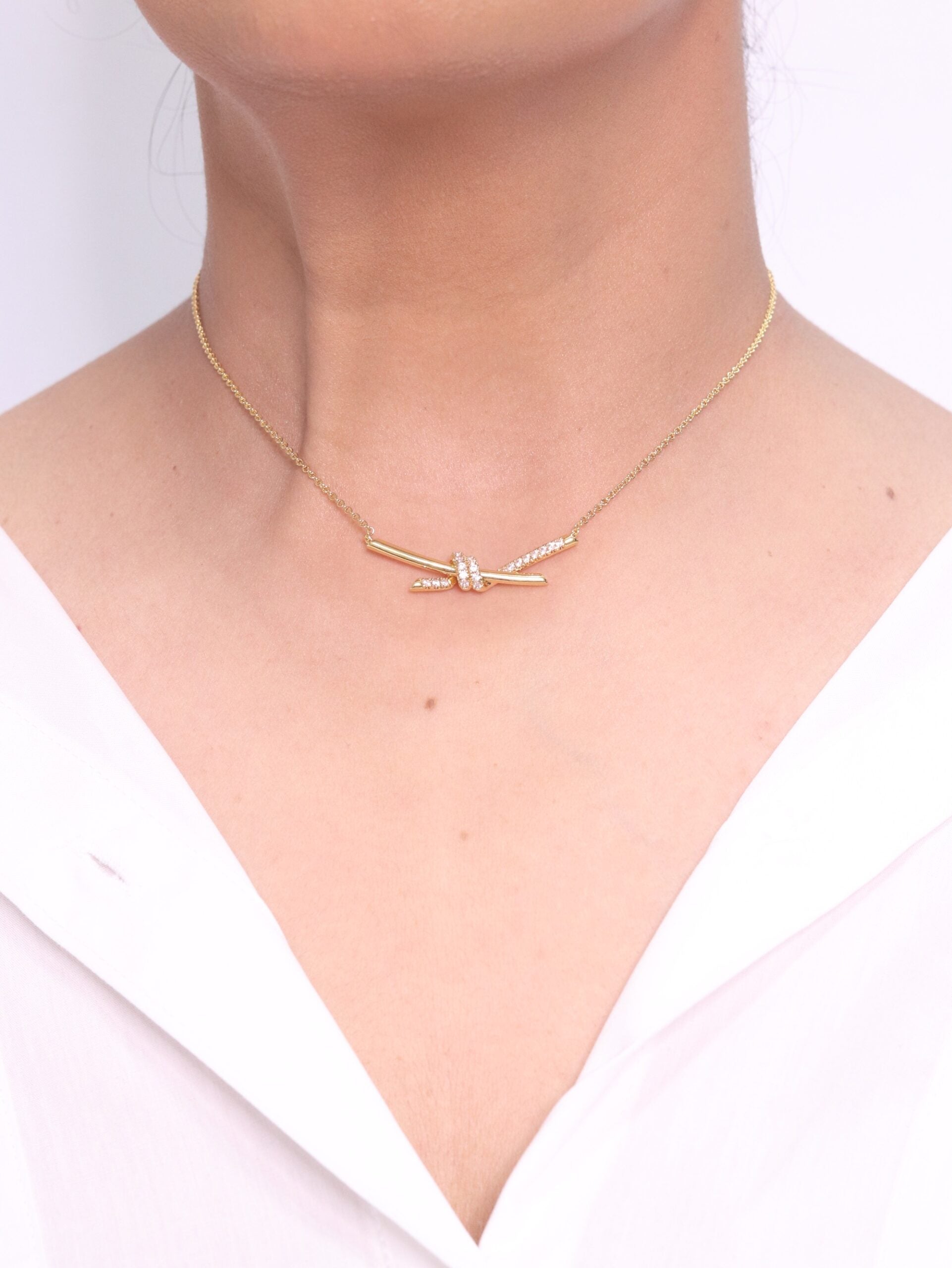 Alphabet T and CO Knot Neck Chain in Gold