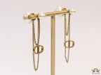 Gold plated Long chain alphabet dangles with pearl bombers