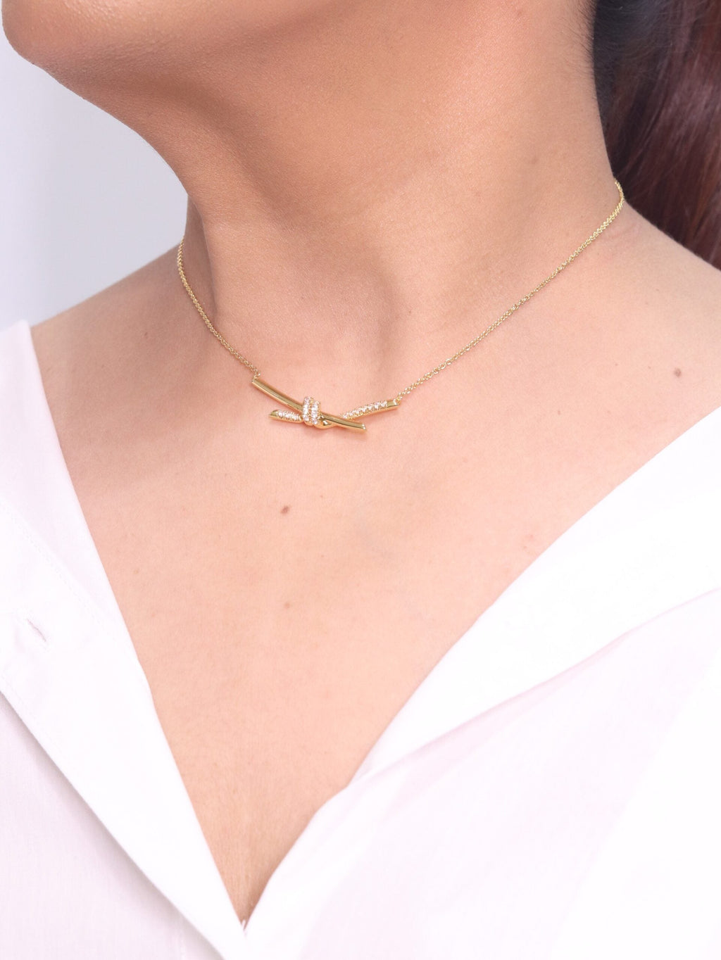 Alphabet T and CO Knot Neck Chain in Gold