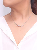 Alphabet T and Co Knot Neck Chain in Platinum