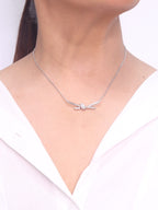 Alphabet T and Co Knot Neck Chain in Platinum