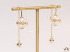 Detachable long chain pearl dangles in gold plating