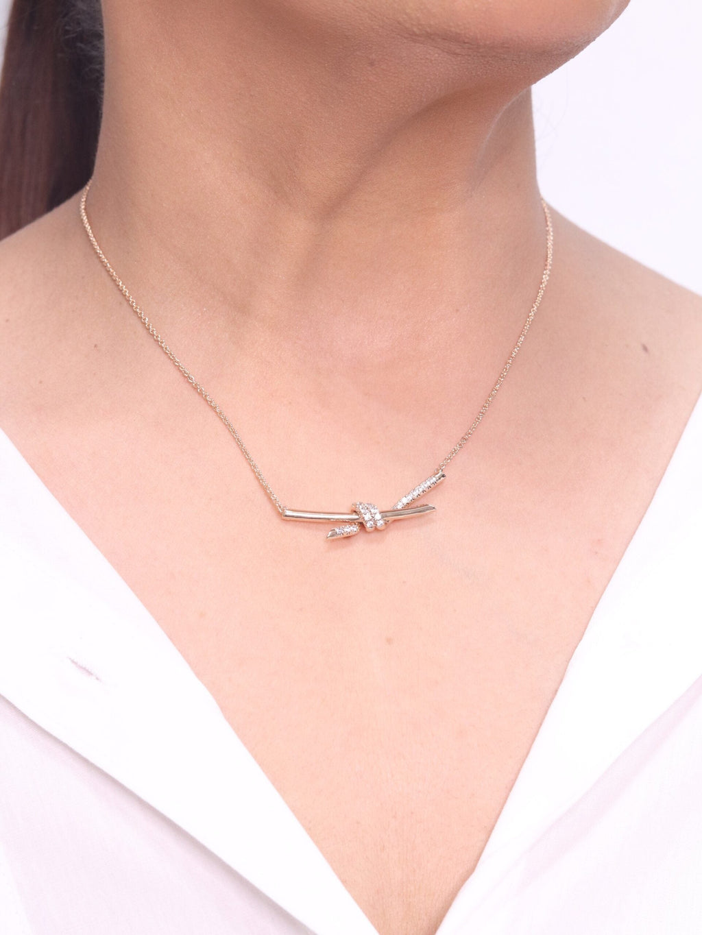 Alphabet T and Co Knot Neck Chain in Rose Gold