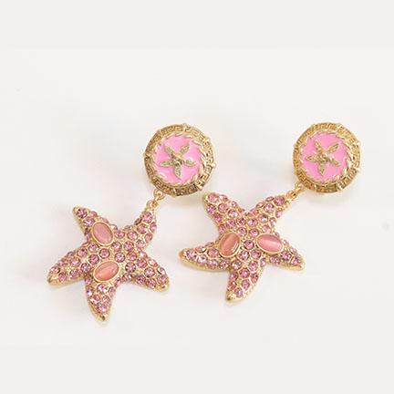 Pink gold star dangles