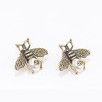 Double G Rustic bee and pearl studs